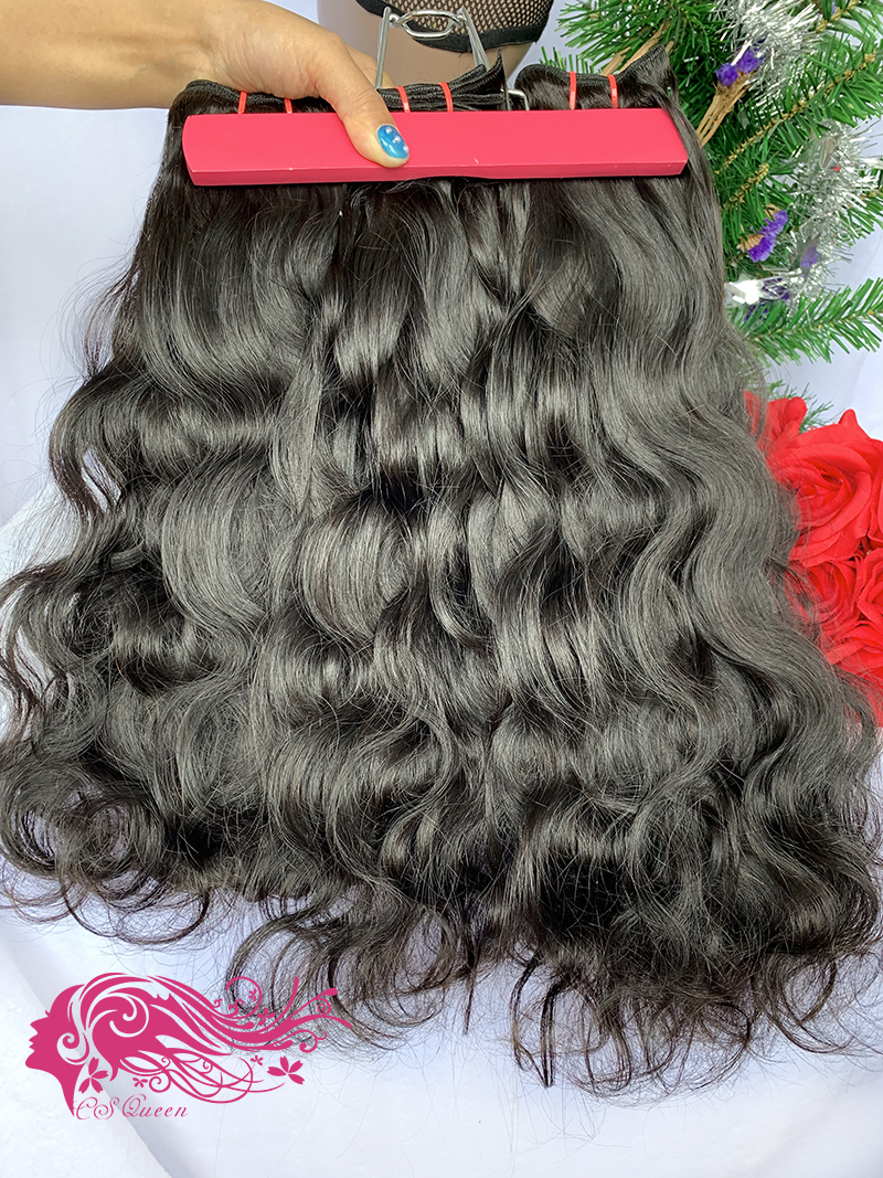 Csqueen Raw Light Wave 2 Bundles with 5*5 HD Lace Closure Unprocessed hair